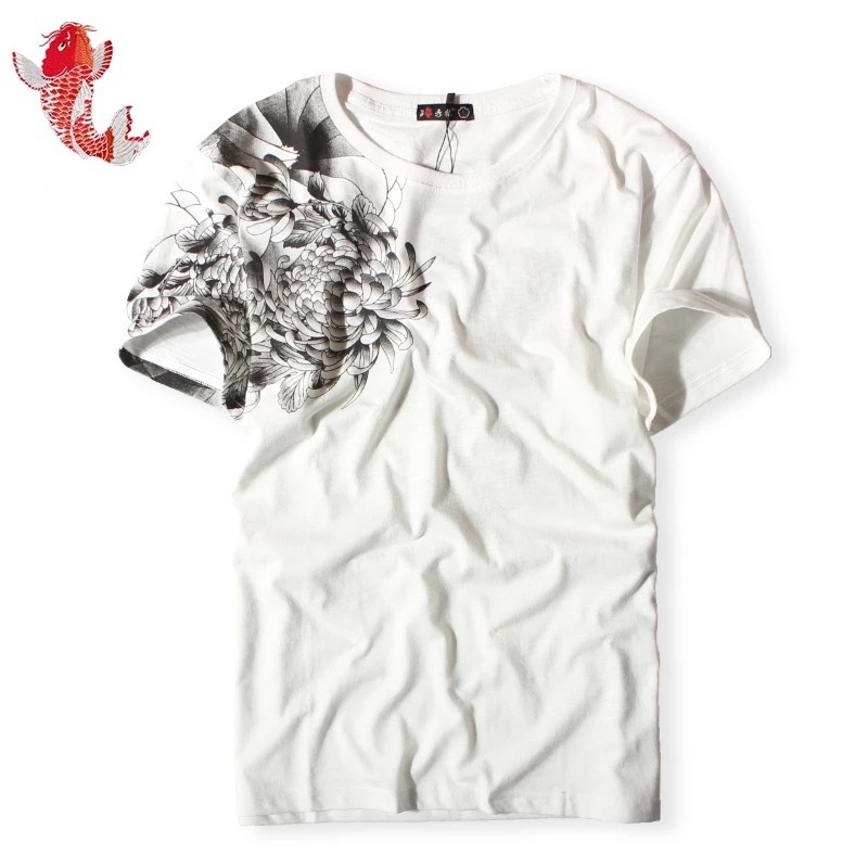 New Embroidered T-shirt Export Original Chinese Style Embroidery T Tattoo Tattoo Short T Embroidery Squid T-shirt 0352 - Image 2