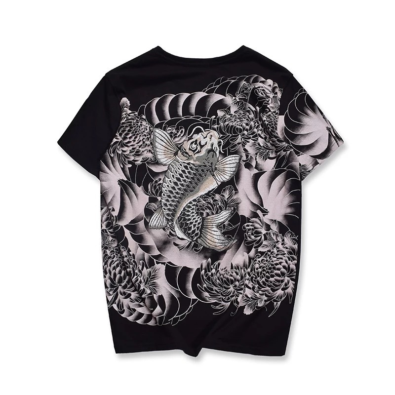 New Embroidered T-shirt Export Original Chinese Style Embroidery T Tattoo Tattoo Short T Embroidery Squid T-shirt 0352 - Image 3