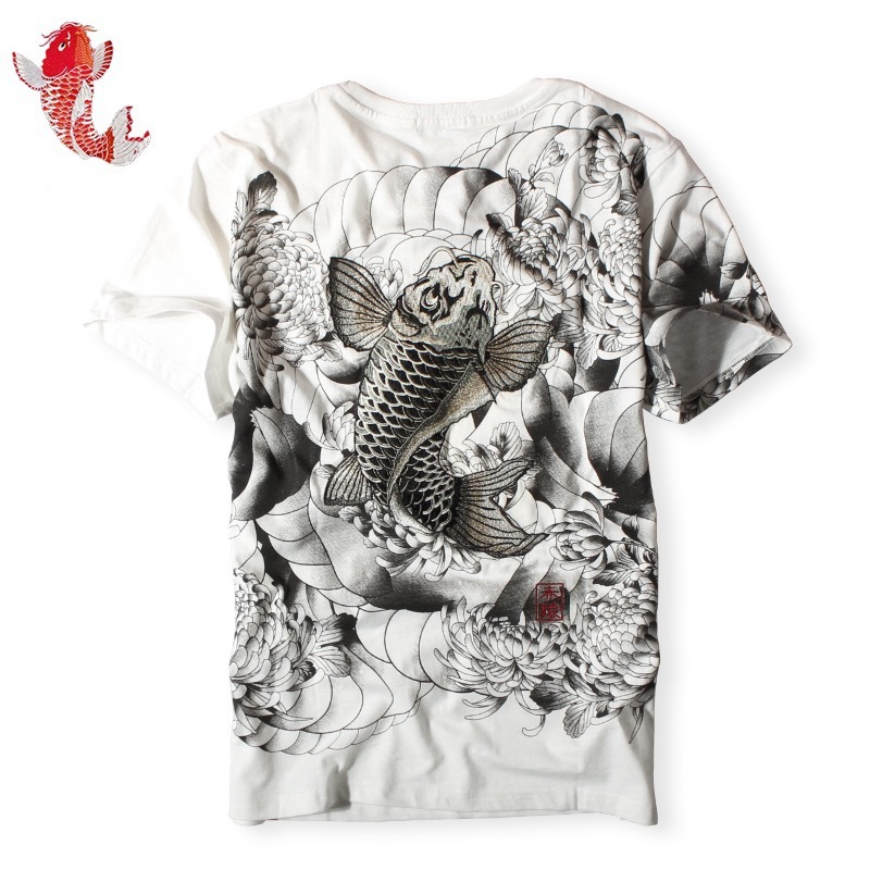 New Embroidered T-shirt Export Original Chinese Style Embroidery T Tattoo Tattoo Short T Embroidery Squid T-shirt 0352 - Image 5